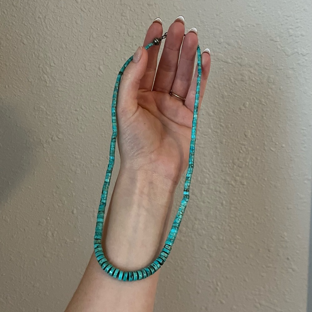 Genuine Turquoise Necklace with Sterling Silver Clasp
